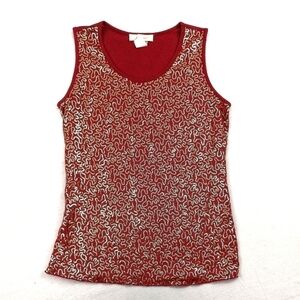 Janeric Red Tank Top with Gold Sequins‎